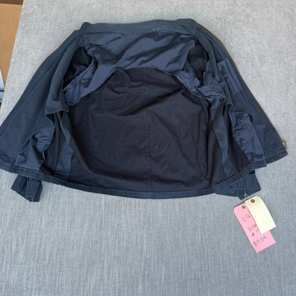 Mens Bomber Jacket Large Blue Long Sleeve Everyday Casual Full Zip Outerwear